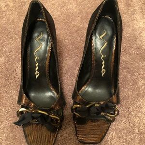 Nina Copper and Black High Heels - Size 7